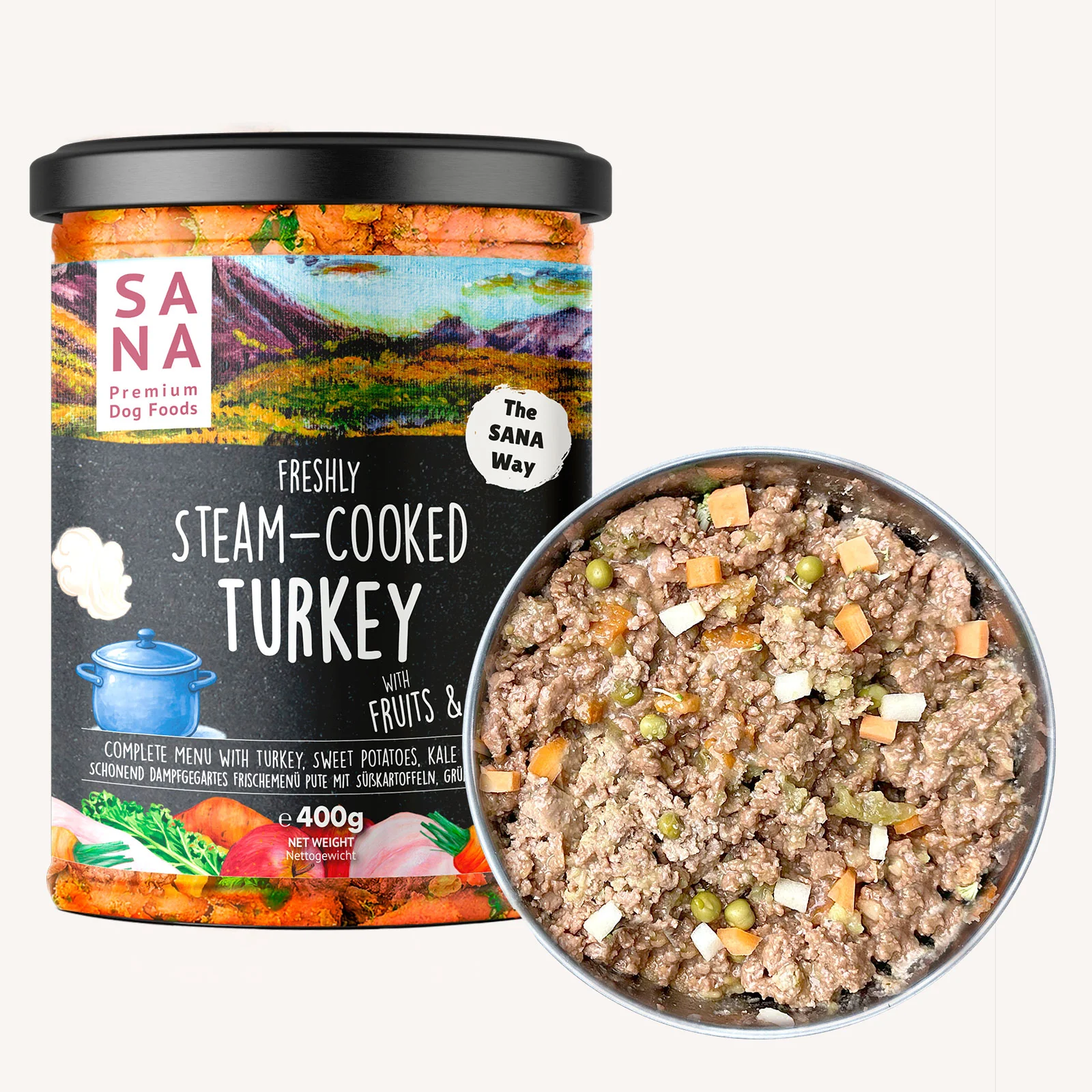sana-jar-turkey-ZooZoom.lv Tītara gaļa ar saldo kartupeli, kale kāpostu un spinātiem (burciņā) - Image 1